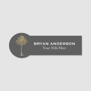Gold Palm Tree Name Tag