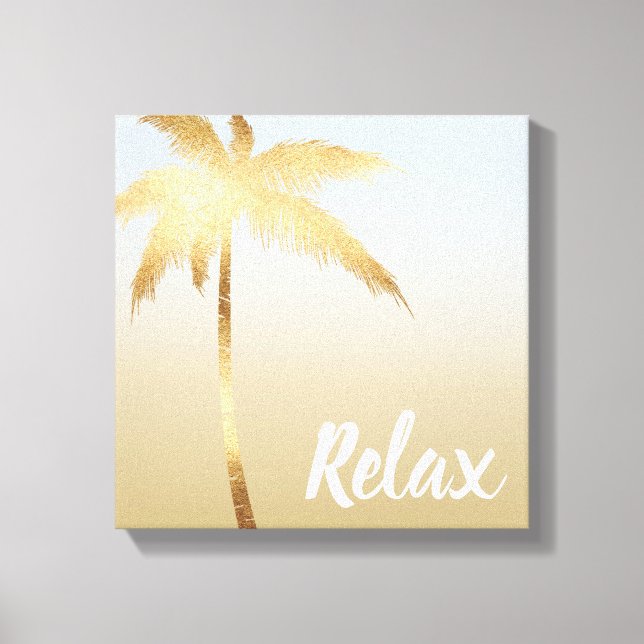 Gold Palm Tree Ombre Canvas Print (Front)