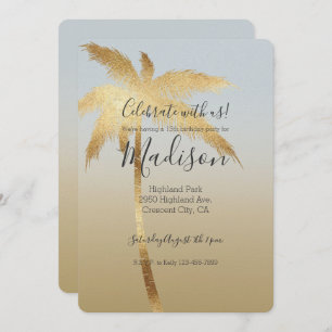 Gold Palm Tree Ombre Invitation
