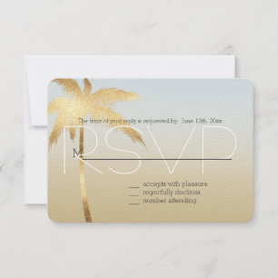 Gold Palm Tree Ombre RSVP Card