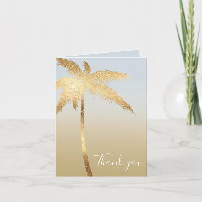 Gold Palm Tree Ombre Thank you Card (Front)
