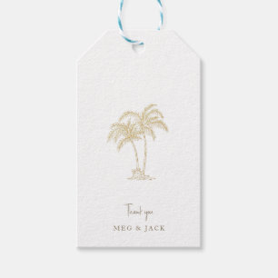 Gold Palm Tree Personalised Names White Gift Tags