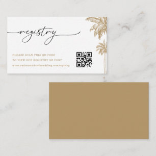 Gold Palm Tree QR Code Wedding Gift Registry Enclosure Card