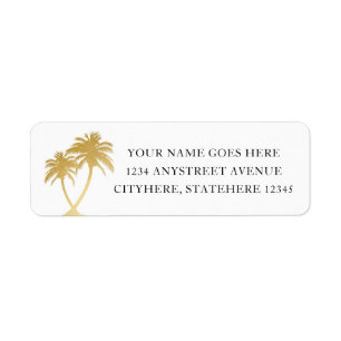 Gold Palm Tree Tropical Island Beach Address