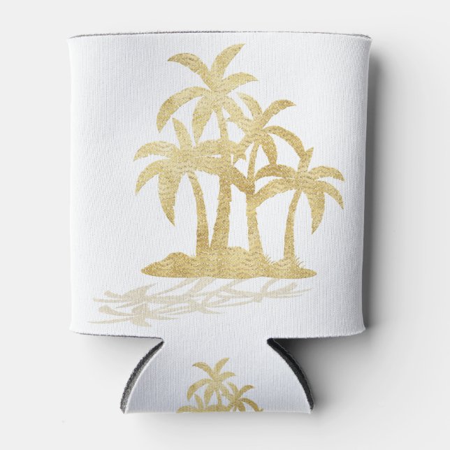 Gold Palm Trees Can Cooler (Front)