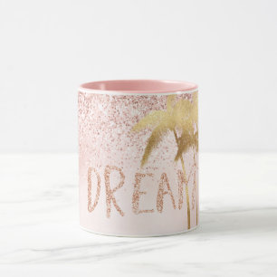 Gold Palm Trees Pink Ombre Glitter Dream       Mug