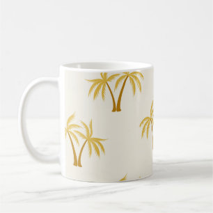Gold Palm Trees: Tropical Textile. Coffee Mug