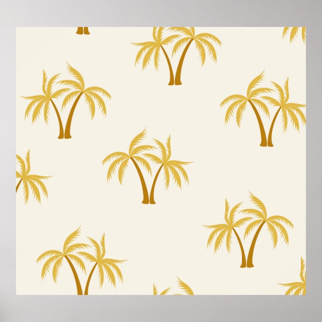 Gold Palm Trees: Tropical Textile. Poster (Front)