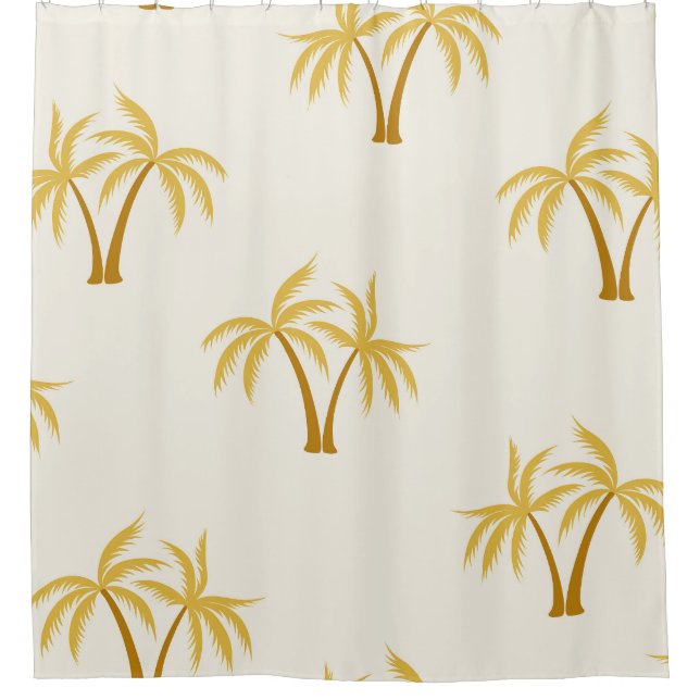 Gold Palm Trees: Tropical Textile. Shower Curtain (Front)