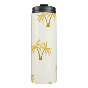 Gold Palm Trees: Tropical Textile. Thermal Tumbler