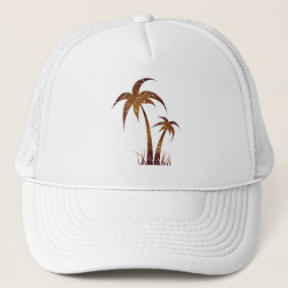 Gold palms tree trucker hat