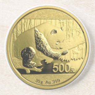 Gold Panda coin Coaster