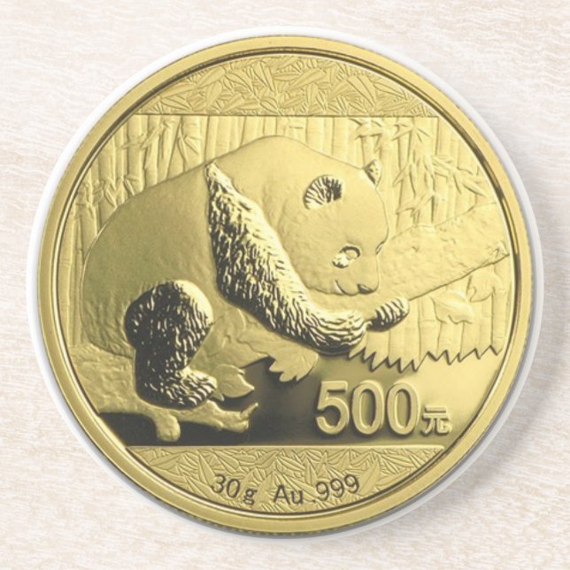 Gold Panda coin Coaster (Front)