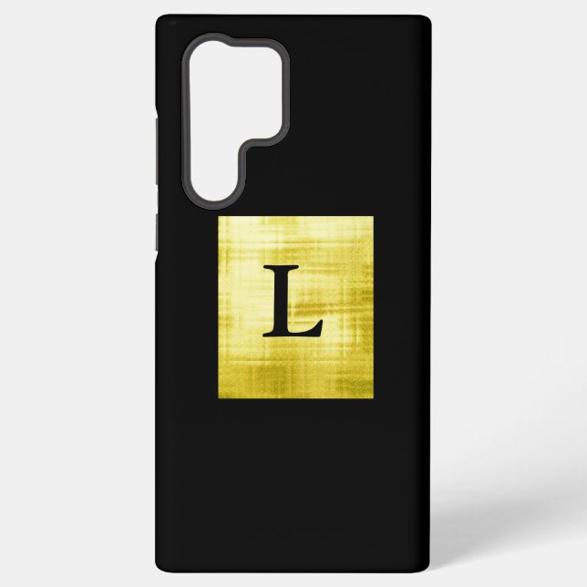 Gold Panelled Black-II Samsung Galaxy S22 Ultra Case (Back)
