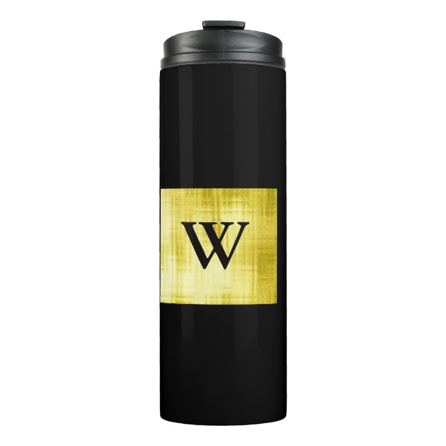 Gold Panelled Black-II Thermal Tumbler (Front)