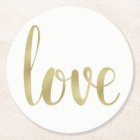 Gold paper coasters, love, foil font