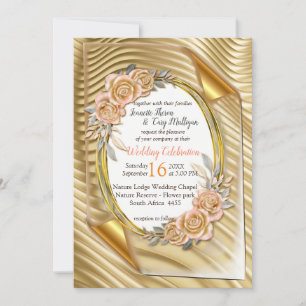 Gold paper with Elegant Roses Invitation