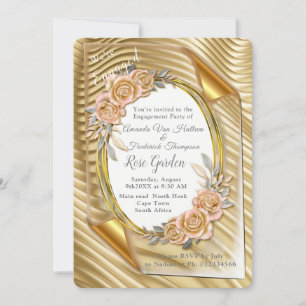 Gold paper with Elegant Roses Invitation
