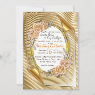 Gold paper with Elegant Roses Invitation