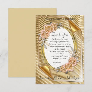 Gold paper with Elegant Roses RSVP Card