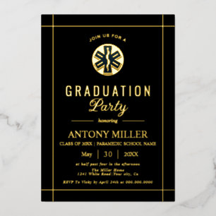 Gold paramedic EMT Class Of 2025 black graduation