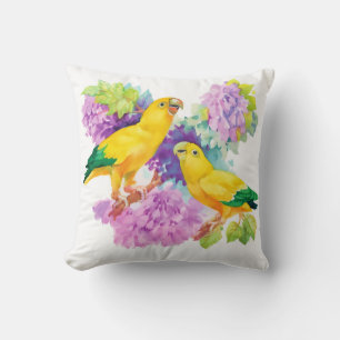 Gold Parrot Throw Pillow