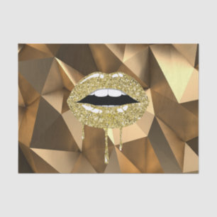 Gold Party Luxury Glam Glitter Drip Dripping Lips Tissue Paper
