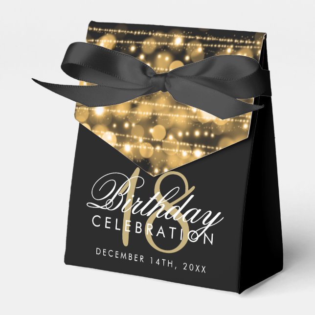 Gold Party Sparkles 18th Birthday Favour Box (Front Side)