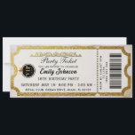 Gold Party Ticket Invitation<br><div class="desc">A party ticket invitation is a creative and stylish way to invite people to a special occasion, designed to look like an entry ticket for a concert, movie, or other fun event. This type of invitation includes all the important information about the party while also adding a playful and themed...</div>