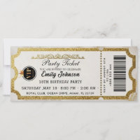 Gold Party Ticket Invitation