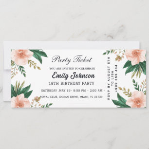Gold party ticket invitations