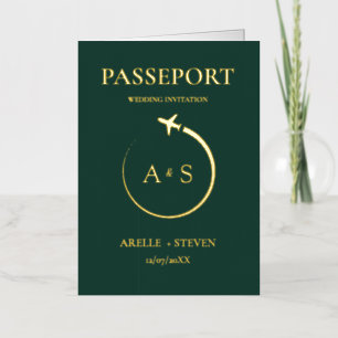 Gold Passport Wedding Invitation