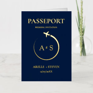 Gold Passport Wedding Invitation 