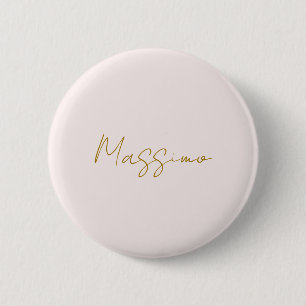 Gold & Pastel Color Calligraphy Elegant Plain Name 6 Cm Round Badge