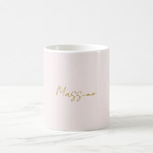 Gold & Pastel Color Calligraphy Elegant Plain Name Coffee Mug