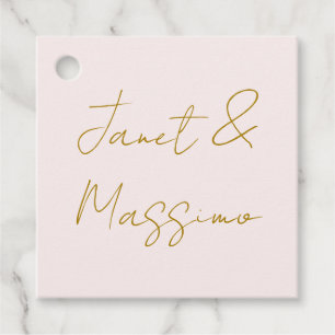 Gold & Pastel Colour Calligraphy Elegant Plain Nam Favour Tags