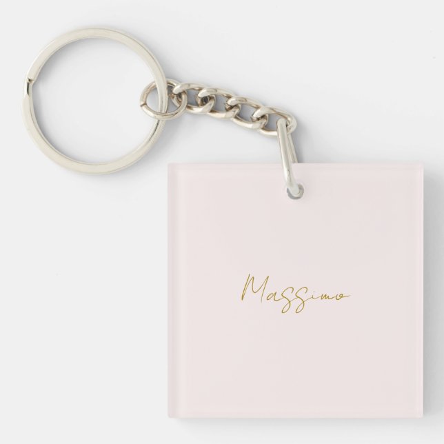 Gold & Pastel Colour Calligraphy Elegant Plain Nam Key Ring (Front)