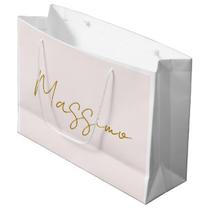 Gold & Pastel Colour Calligraphy Elegant Plain Nam Large Gift Bag