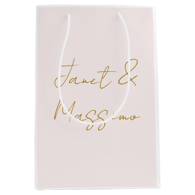 Gold & Pastel Colour Calligraphy Elegant Plain Nam Medium Gift Bag (Front)