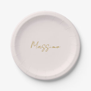 Gold & Pastel Colour Calligraphy Elegant Plain Nam Paper Plate