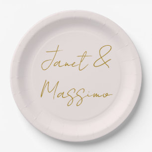 Gold & Pastel Colour Calligraphy Elegant Plain Nam Paper Plate