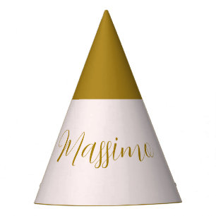 Gold & Pastel Colour Calligraphy Elegant Plain Nam Party Hat