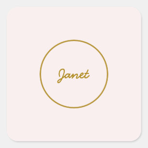 Gold & Pastel Colour Calligraphy Elegant Plain Nam Square Sticker