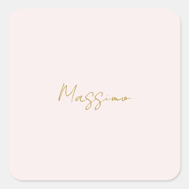 Gold & Pastel Colour Calligraphy Elegant Plain Nam Square Sticker (Front)