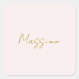 Gold & Pastel Colour Calligraphy Elegant Plain Nam Square Sticker