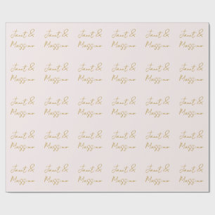 Gold & Pastel Colour Calligraphy Elegant Plain Nam Wrapping Paper