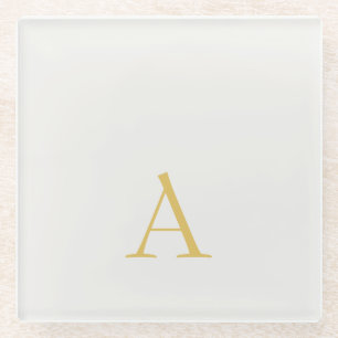 Gold & Pastel Colour Monogram Professional Initial Glass Coaster