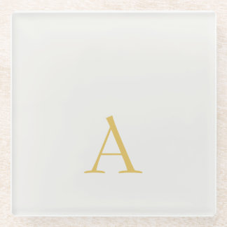 Gold & Pastel Colour Monogram Professional Initial Glass Coaster