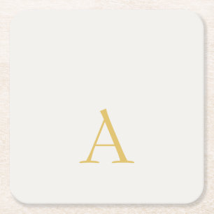 Gold & Pastel Colour Monogram Professional Initial Square Paper Coaster