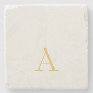Gold & Pastel Colour Monogram Professional Initial Stone Coaster